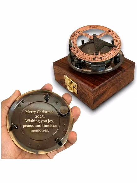 Personalized Sundial Compass with Wood Box Brass Nautical Birthday Gift for Your Loved Ones-3