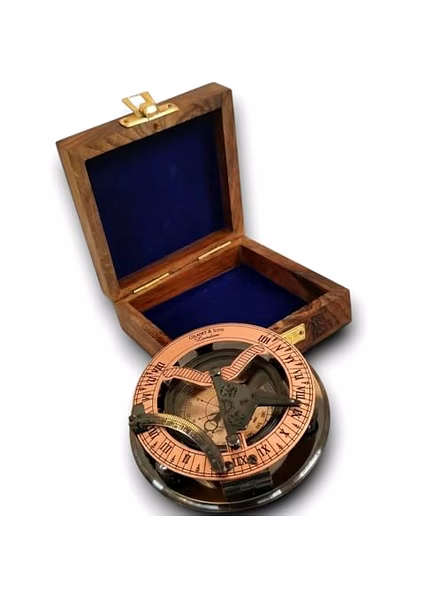 Personalized Sundial Compass with Wood Box Brass Nautical Birthday Gift for Your Loved Ones-4