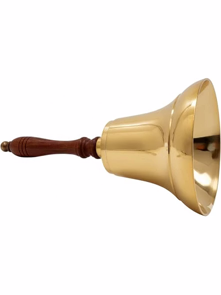Personalized Engraved Large Brass Ship Wood Handle Hand Bell Decorative Bell, Meditation Bell for Home Decor-2
