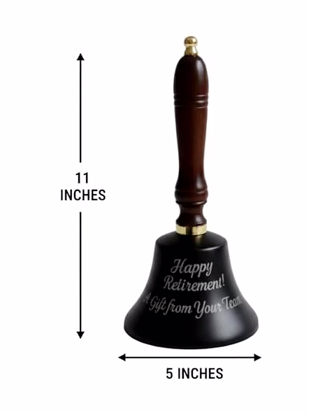 Personalized Engraved Black Brass Ship Wood Handle Hand Bell Decorative Bell, Meditation Bell