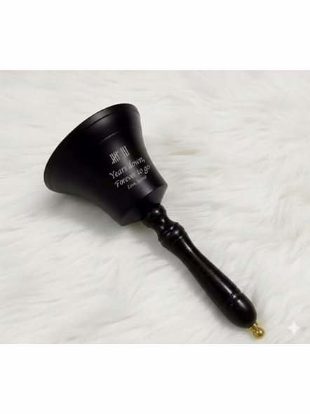 Personalized Engraved Black Brass Ship Wood Handle Hand Bell Decorative Bell, Meditation Bell-2