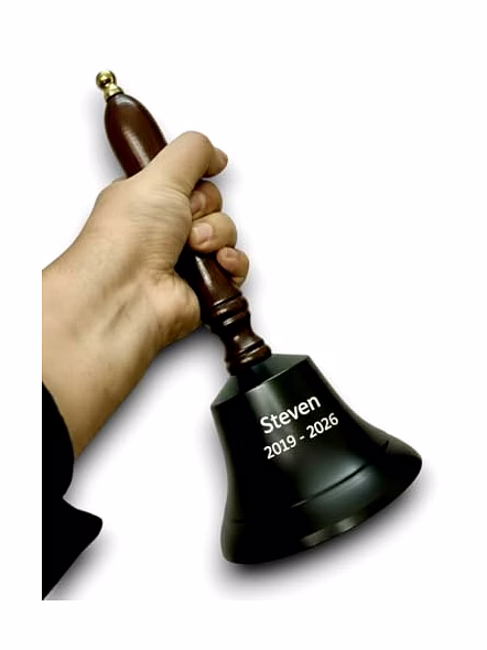 Personalized Engraved Black Brass Ship Wood Handle Hand Bell Decorative Bell, Meditation Bell-4
