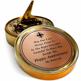 qarzun anniversary sundial compass gift for him or her - unique gift ideas for husband or wife, men wedding anniversary 50th 40th 25th 20th year celebrationbrass gold color
