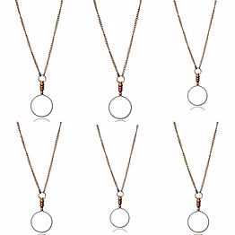 qarzun set of 6 antique finish brass magnifying glass optional - round magnifier monocle page reader necklace - vintage style nautical