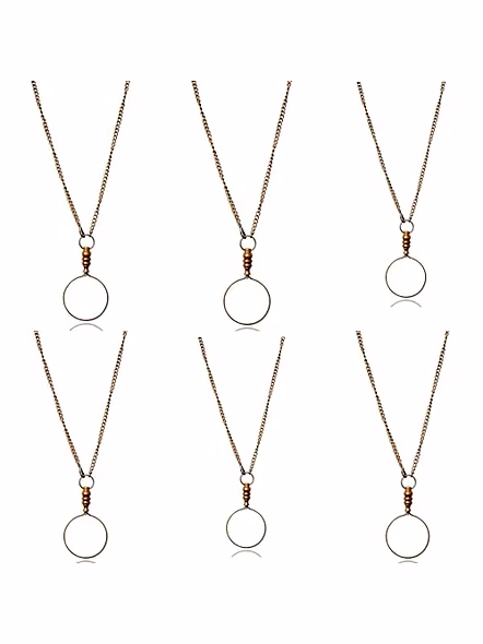 Set of 6 Antique Finish Brass Magnifying Glass Optional - Round Magnifier Monocle Page Reader Necklace - Vintage Style Nautical-Qarzun1161
