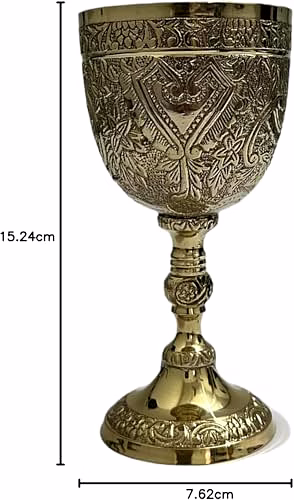Brass Goblet Embossed Design,Premium Goblet Champagne Flutes Coupes Wine Drinking Glass,Tumbler Cups for Water with Velvet Box image 3