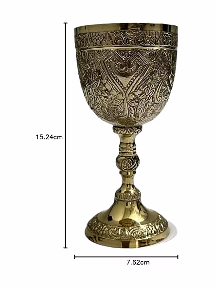 Brass Goblet Embossed Design,Premium Goblet Champagne Flutes Coupes Wine Drinking Glass,Tumbler Cups for Water with Velvet Box-2