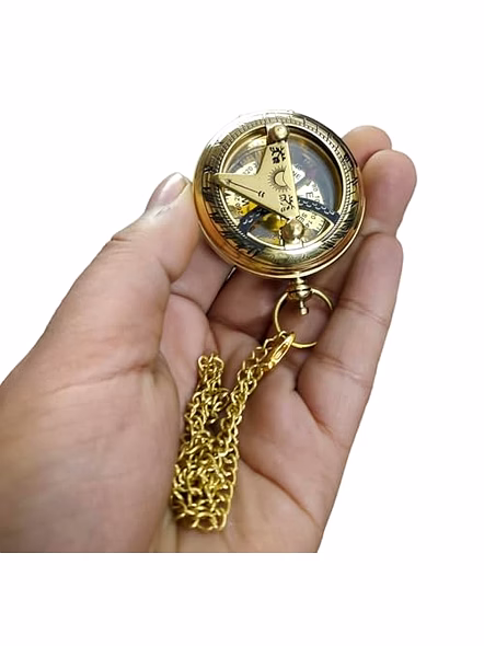 Personalized Pocket Compass Sundial Brass Nautical Birthday Gift for Your lovedones-2