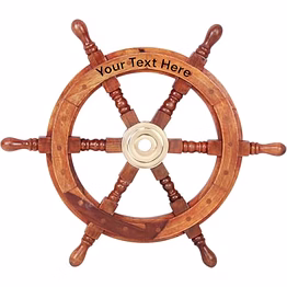 qarzun nautical handcrafted wooden ship wheel with engraved name - home wall decor (18 inches, natural wood)