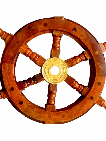 Qarzun Nautical Handcrafted Wooden Ship Wheel with Engraved Name - Home Wall Decor (18 Inches, Natural Wood)-1