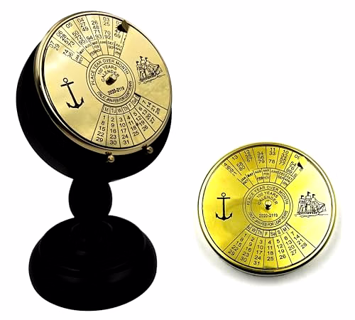 Brass Calendar Collectible 100Yrs Paper Weight with wooden Display stand Table Decor With Display stand Gift image 4