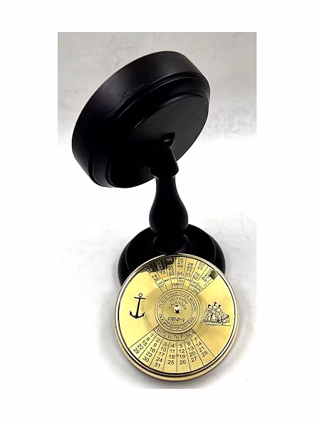 Brass Calendar Collectible 100Yrs Paper Weight with wooden Display stand Table Decor With Display stand Gift-4
