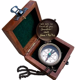 qarzun personalized brown pocket compass chain with wood box brass nautical birthday gift for your lovedones