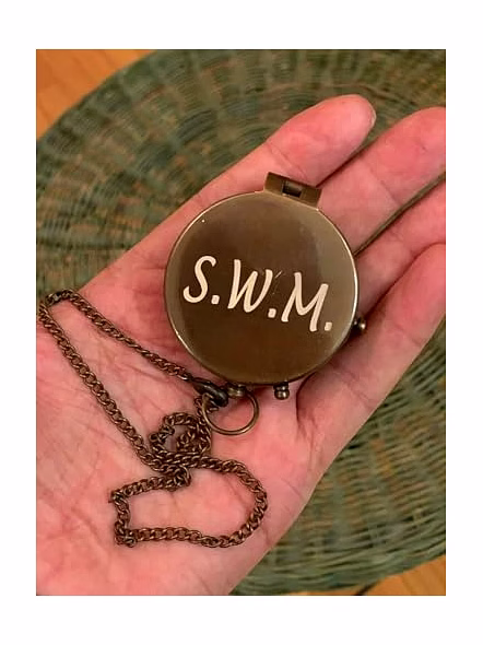 Personalized Brown Pocket Compass Chain with Wood Box Brass Nautical Birthday Gift for Your lovedones-1