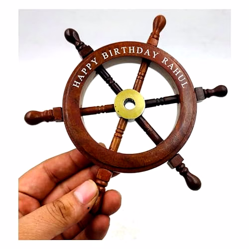 qarzun personalized mini wood ship wheel for kids and decoration birthday gift for your lovedones
