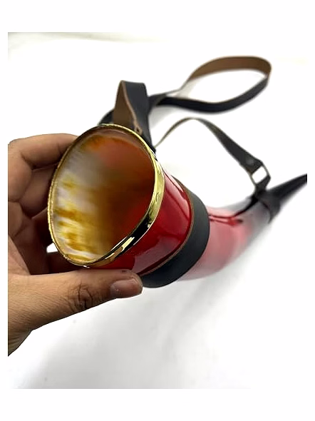 Red Horn Mug, Beer Mug, Bar, Groomsmen Gift, Groomsman, Best Man, Game of Thrones (Horn Mug with Leather Belt)-4