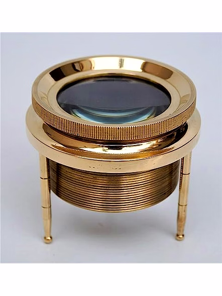 Small Brass Magnifying Glass Optional Round Magnifier Monocle Page Reader - Vintage Style Nautical Standing Magnifier-3