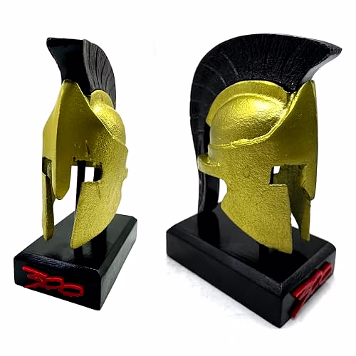 qarzun aluminum mini 300 movie spartan helmet with wood base table desk decorative