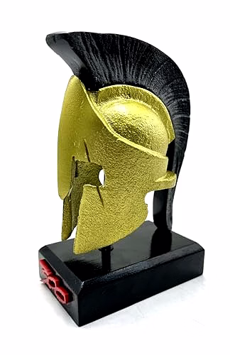 Aluminum Mini 300 Movie Spartan Helmet with Wood Base Table Desk Decorative image 3