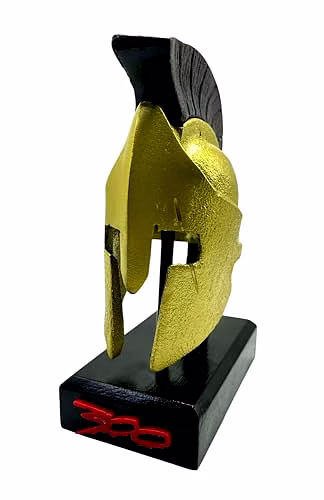 Aluminum Mini 300 Movie Spartan Helmet with Wood Base Table Desk Decorative image 5