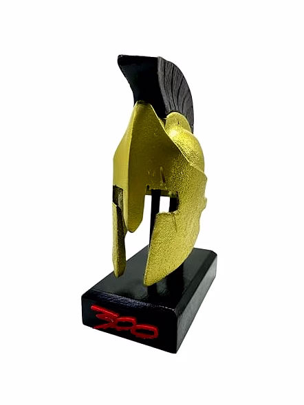 Aluminum Mini 300 Movie Spartan Helmet with Wood Base Table Desk Decorative-4