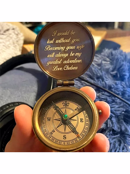 for Couple, Personalized Brass Engrave Compass, Gift for Couple Anniversary, Perfect Wedding Gift-1