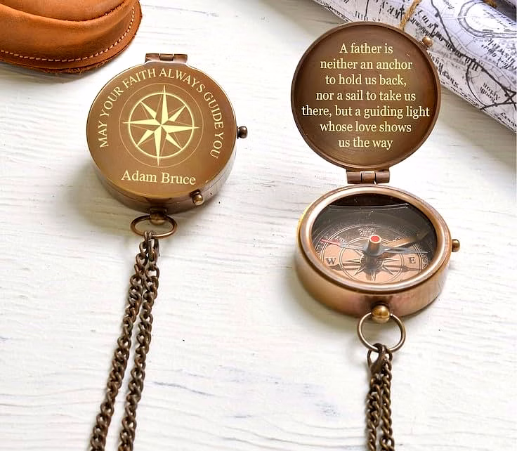 for Couple, Personalized Brass Engrave Compass, Gift for Couple Anniversary, Perfect Wedding Gift image 5