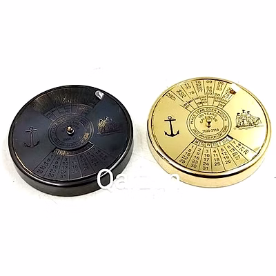 qarzun set of 2 finish antique style brass calendar 100 yrs paper weight gift