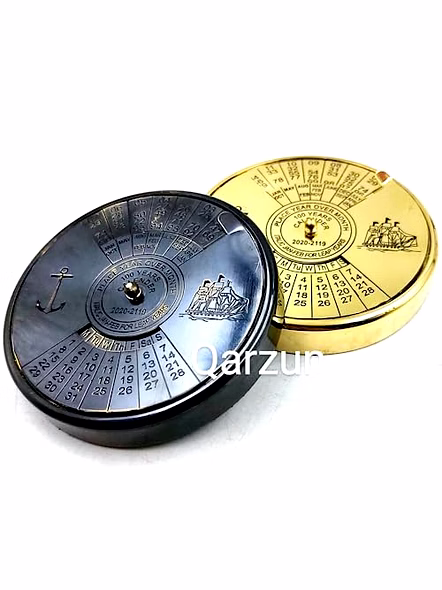 Set of 2 finish Antique style Brass Calendar 100 Yrs Paper Weight Gift-1