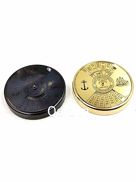 Set of 2 finish Antique style Brass Calendar 100 Yrs Paper Weight Gift-3