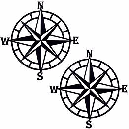 qarzun estart 11 inches metal decorative nautical compass wall decor, living room bedroom office porch garden patio signs wall hanging art beach theme home decoration, 2 pcs (black*2)