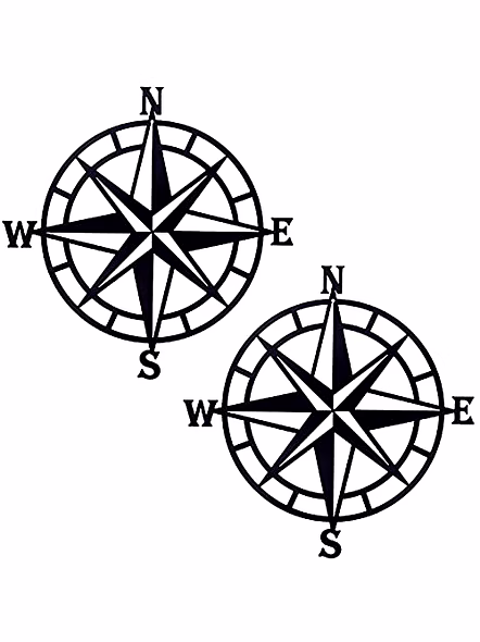 ESTART 11 Inches Metal Decorative Nautical Compass Wall Decor, Living Room Bedroom Office Porch Garden Patio Signs Wall Hanging Art Beach Theme Home Decoration, 2 PCS (black*2)-Qarzun1192