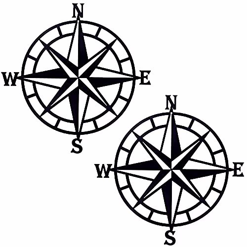 ESTART 11 Inches Metal Decorative Nautical Compass Wall Decor, Living Room Bedroom Office Porch Garden Patio Signs Wall Hanging Art Beach Theme Home Decoration, 2 PCS (black*2) image 4