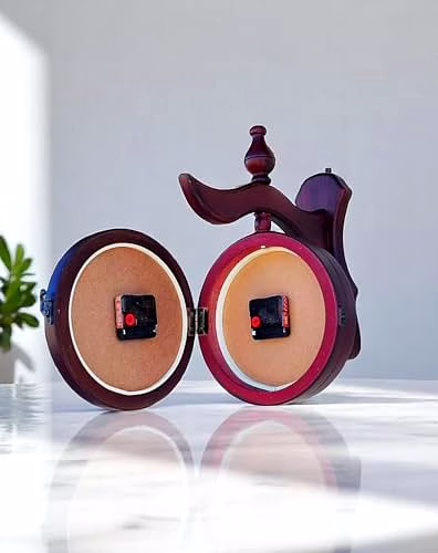 Wooden Station Double Side Wall Clock, Home Decor, Office Decor Wall Clock,Analog,34W x 36H Centimeters image 2