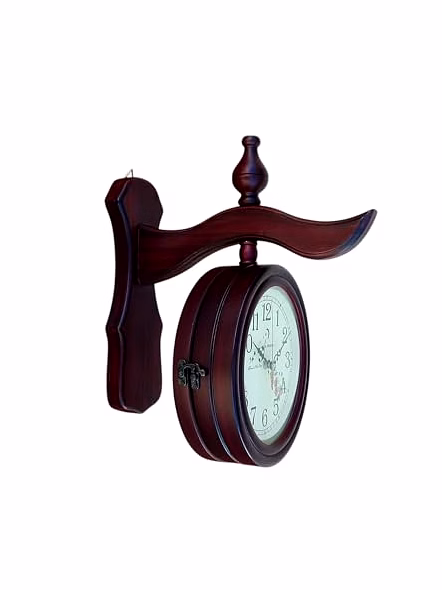 Wooden Station Double Side Wall Clock, Home Decor, Office Decor Wall Clock,Analog,34W x 36H Centimeters-2