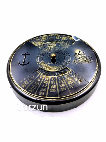 Antique style Brass Calendar 100 Yrs Paper Weight with wood box Gift-4