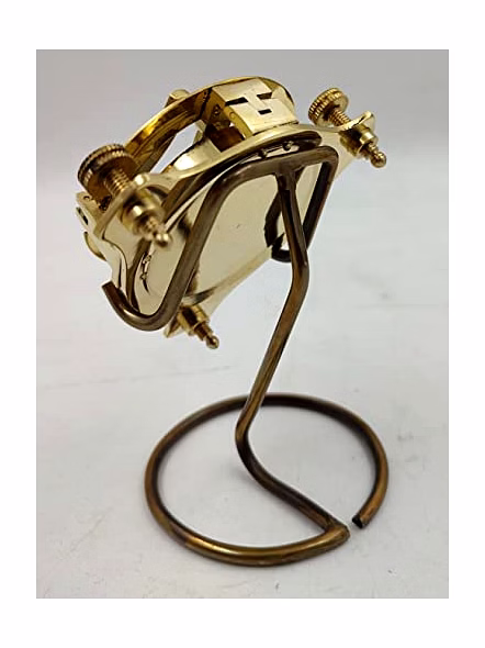 Brass Sundial Compass Triangle Shape Shinny Finish with Display Stand-1