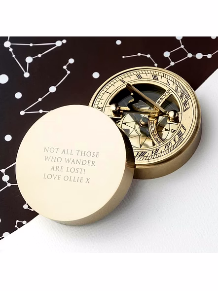 Personalized Photo on Sundial Compass with Wood Box Brass Nautical Birthday Gift for Your lovedones-2