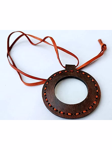 Vintage Leather Necklace Style Magnifying Glass with Leather Rope Vintage Texture Antique Finish Magnifying Glass-Qarzun1197