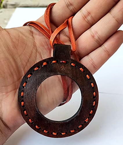 Vintage Leather Necklace Style Magnifying Glass with Leather Rope Vintage Texture Antique Finish Magnifying Glass image 2
