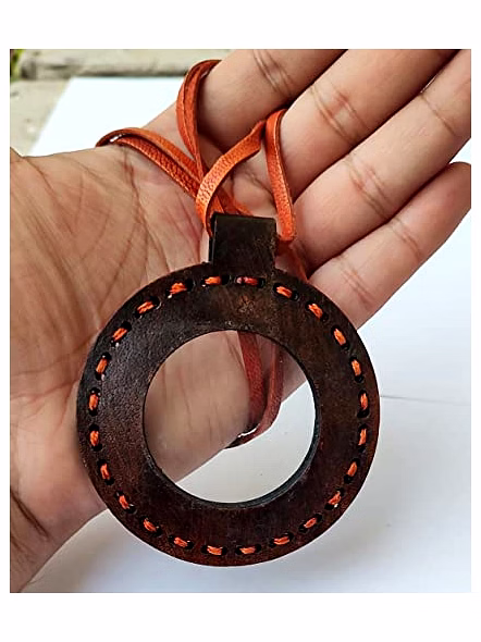 Vintage Leather Necklace Style Magnifying Glass with Leather Rope Vintage Texture Antique Finish Magnifying Glass-1