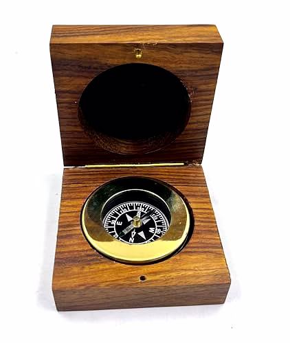 Personalised Brass Travellers Compass with Wooden Box - Travel - Keepsake - Father's Day- Birthday Gift for Him -Compass image 3