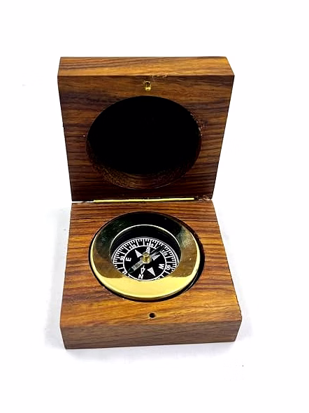 Personalised Brass Travellers Compass with Wooden Box - Travel - Keepsake - Father's Day- Birthday Gift for Him -Compass-2