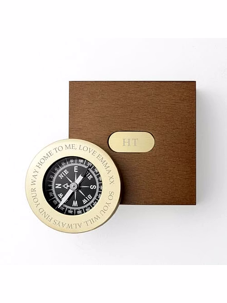 Personalised Brass Travellers Compass with Wooden Box - Travel - Keepsake - Father's Day- Birthday Gift for Him -Compass-3