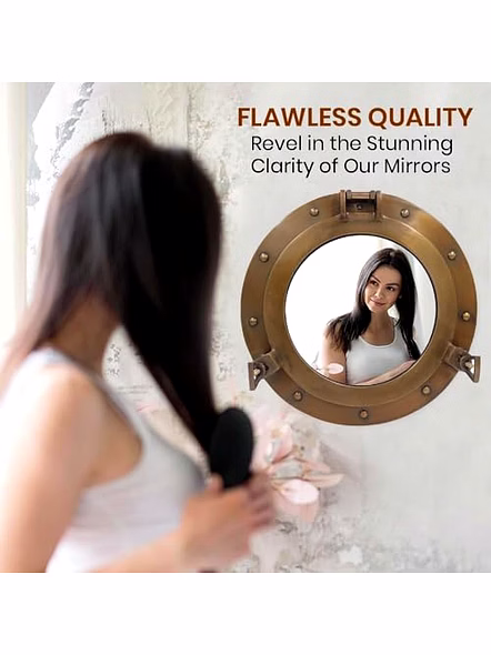 Nautical Decor 12" Mirror Porthole Antique Finish Wall Hanging Mirror-1