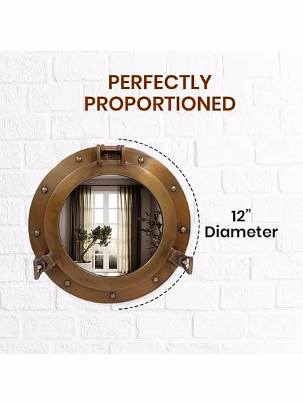Nautical Decor 12" Mirror Porthole Antique Finish Wall Hanging Mirror-2