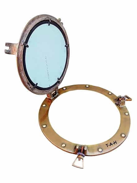 Nautical Decor 12" Mirror Porthole Antique Finish Wall Hanging Mirror-4
