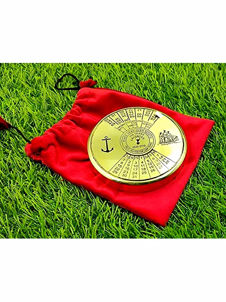 Brass Calendar 100 Yrs Paper Weight With Velvet Carry Case Gift-Qarzun1201