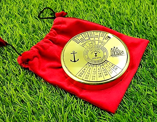 Brass Calendar 100 Yrs Paper Weight With Velvet Carry Case Gift image 4