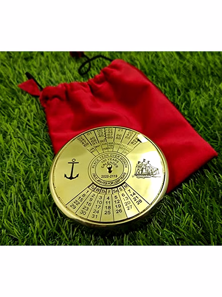 Brass Calendar 100 Yrs Paper Weight With Velvet Carry Case Gift-4